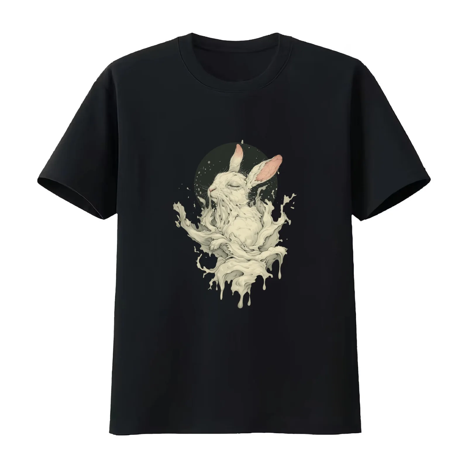 Melting under the Moon T-Shirt Summer Casual Cotton Tee Oversized Streetwear Tops Vintage Graphic Print Unisex Men Women