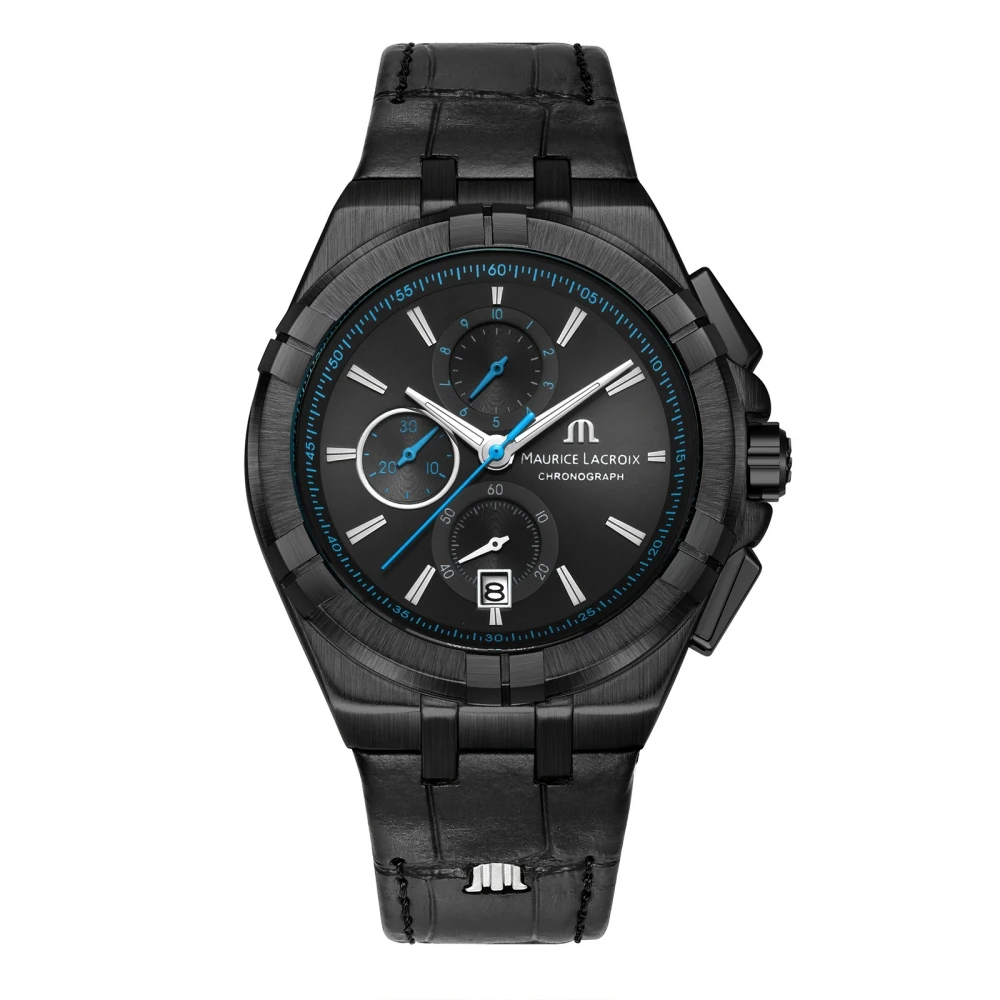موريس لاكروا أيكون طبعة خاصة الفايكنج 43 مللي متر شريط مطاطي ساعة كوارتز بكرونوغراف للرجال سوار مجوهرات Rologio Reloj