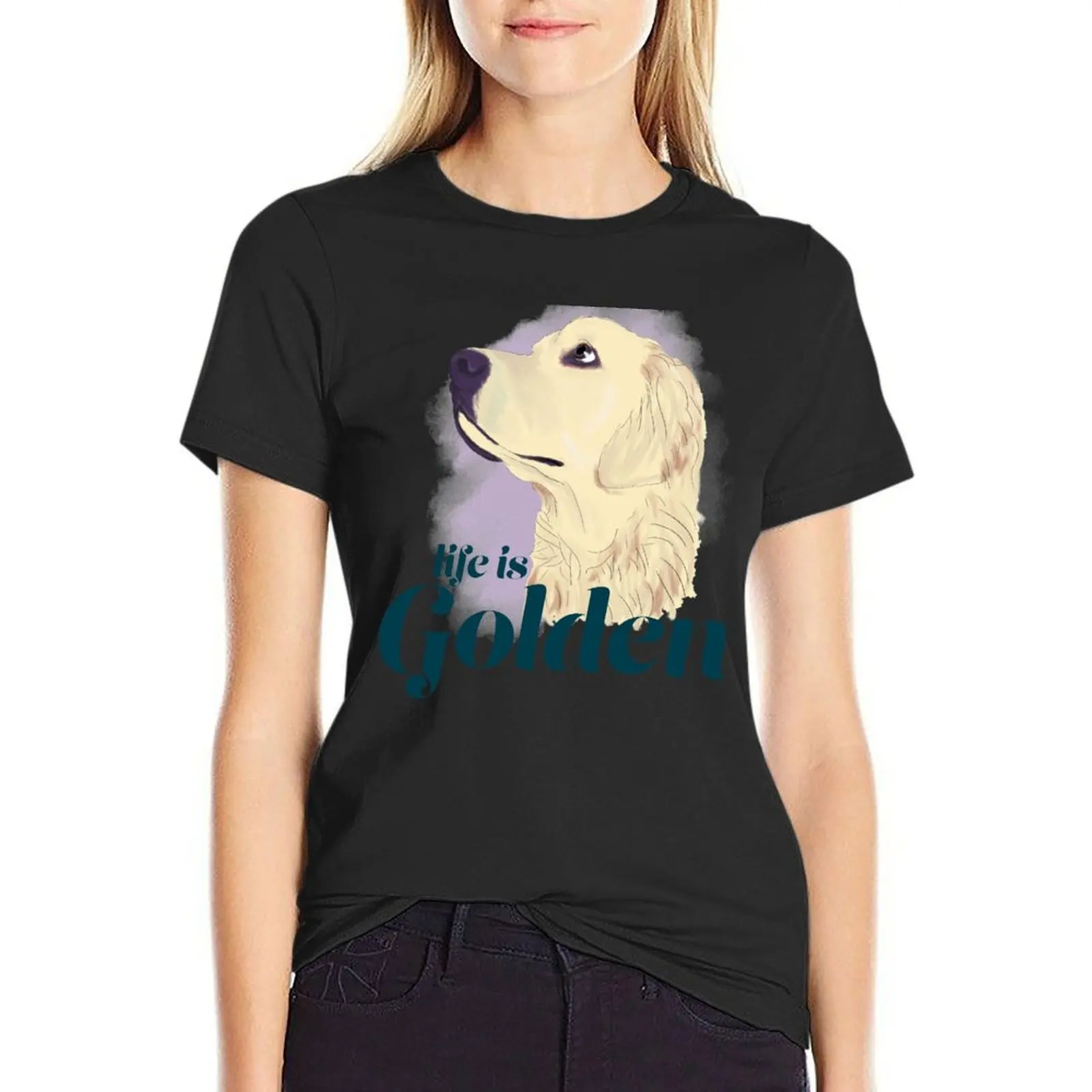 

Life is Golden T-Shirt oversized graphics Aesthetic clothing Short sleeve tee graphic t-shirts for Women
