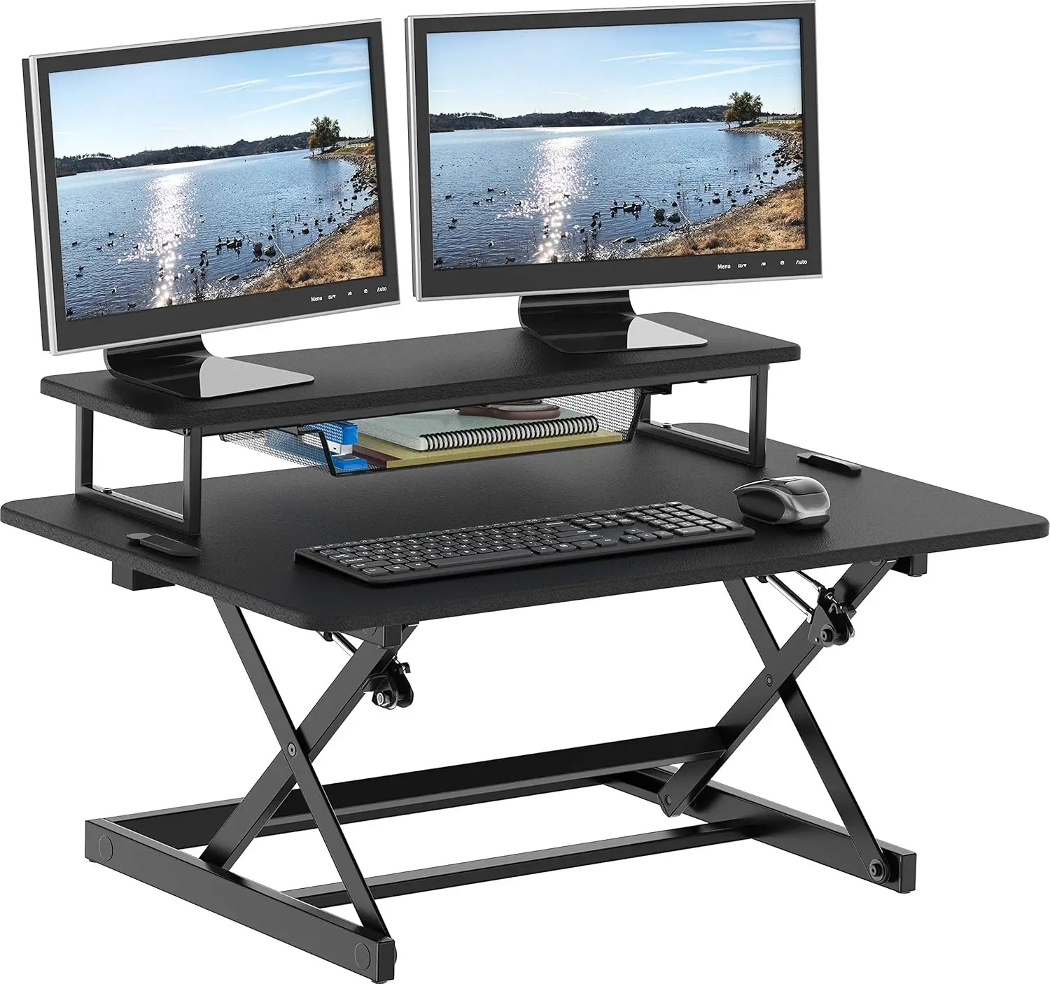 36-Inch Height Adjustable Standing Desk Sit to Stand Riser Converter Workstation, Black