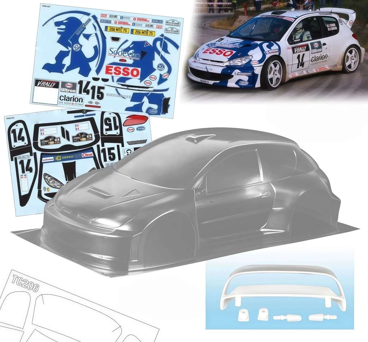 tc206-1-10-peugeot-206-rally-carrosserie-transparente-190mm-de-largeur-avec-aileron-arriere-imprime-en-3d-et-autocollant-pour-voiture-rc-touring-rally-drift-1-10