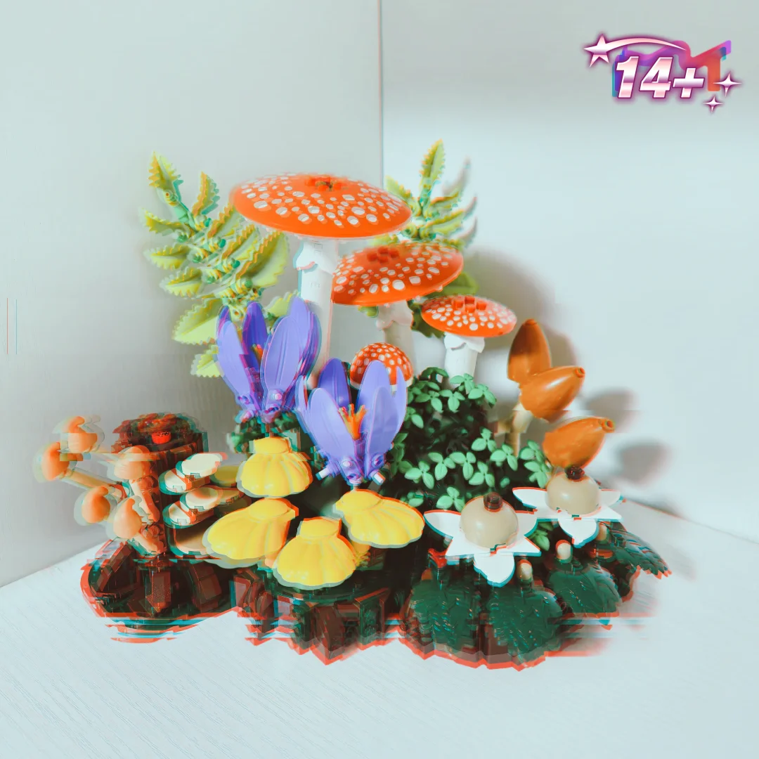 2026 Popular Hot Toys 806pcs Botanical Collection Woodland Mushrooms Building Block Puzzle Model Toy For Birthday Ornament Gifts