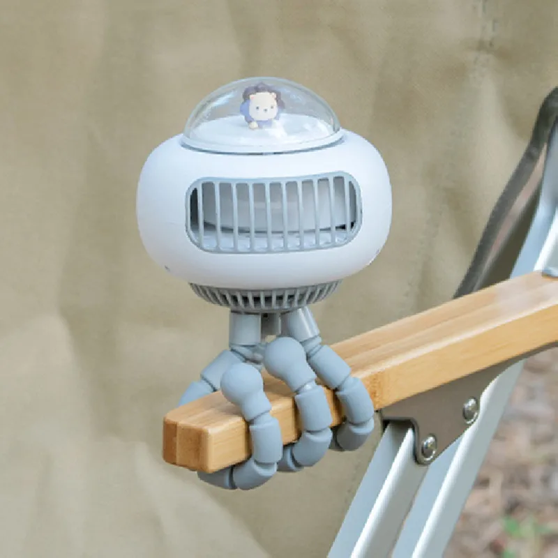 مروحة عربة صغيرة محمولة محمولة لاسلكية قابلة لإعادة الشحن ، السفر في الهواء الطلق ، مبرد أطفال متأرجح ، مروحة مشبك ، أبيض ووردي