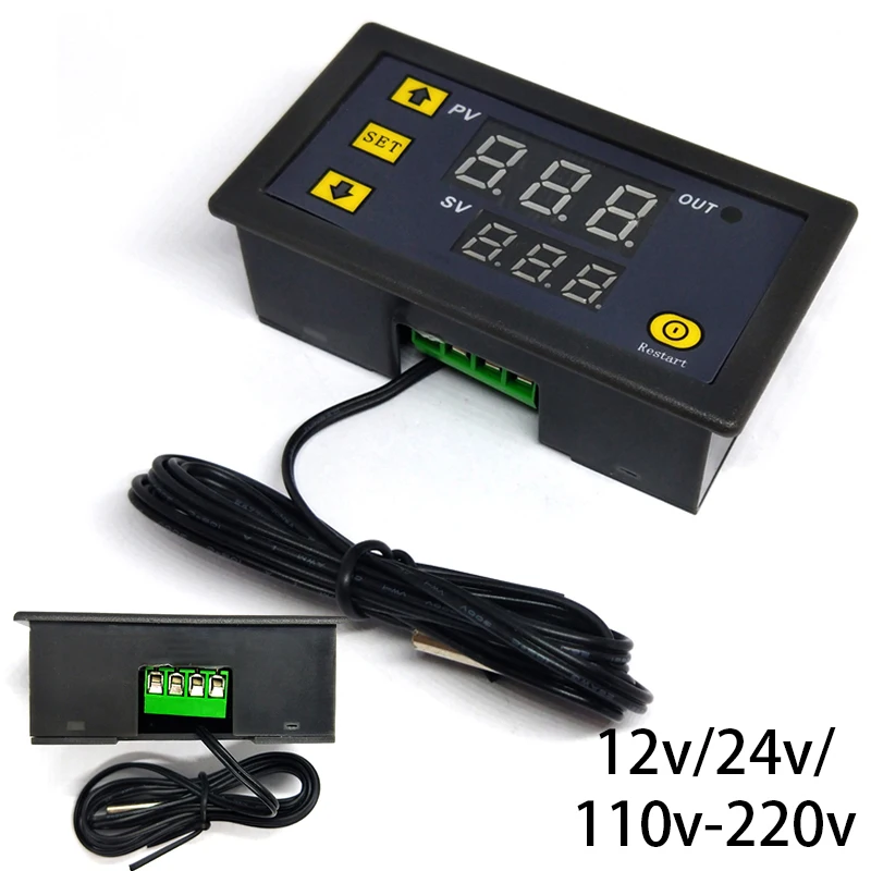 Digital Temperature Controller Equipment 20A Thermostats Assembly Attachment Cool Heat Kit LED Regulator Relay