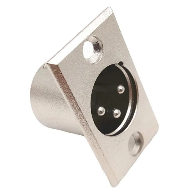 XLR 3pin Male Metal Square Or Elongated Card Dragon Male Speaker Microphone Socket Audio Kanon Durable Plug E4