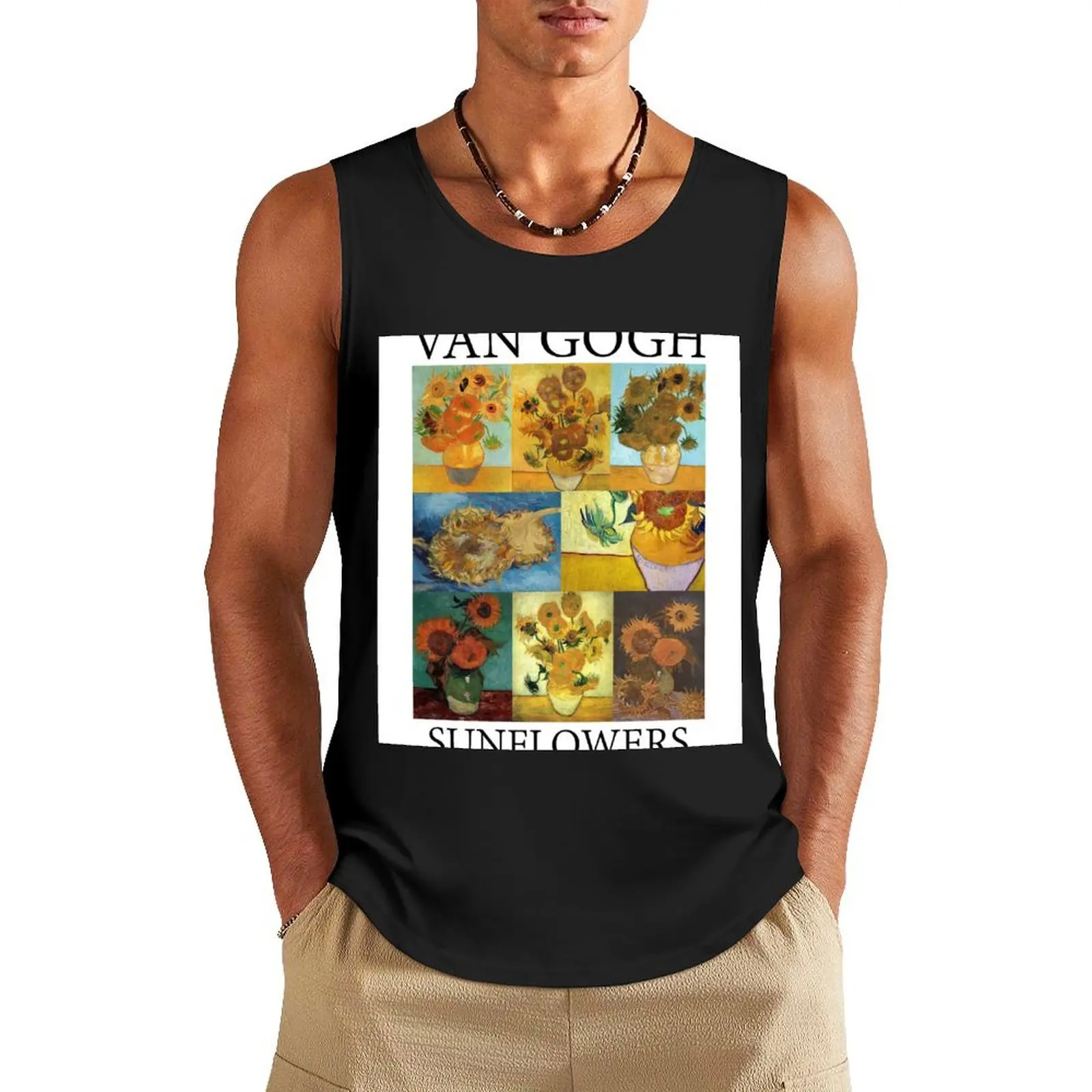 Gogh Sunflowers Tank Top Men's clothes luxury style Body man T-shirt Men's gym