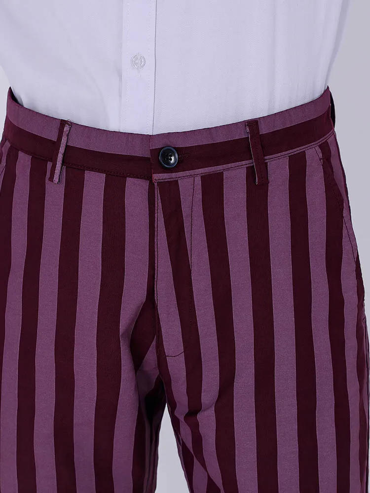 Striped casual pants four seasons new loose straight men's business fashion pink elastic 2024
