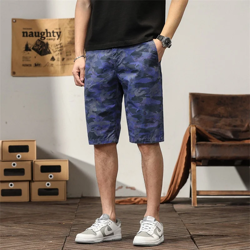 

2023 Men's Summer New Camo Shorts Youth Fashion Leisure Slim Fit Pure Cotton Breathable Printing Capris Big Pants Casual Shorts