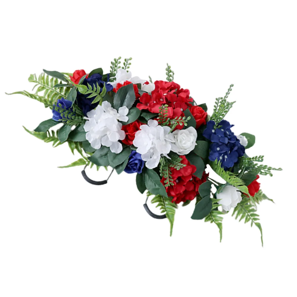 

Large Artificial Headstone Flower Saddle for Cemetery Grave Memorial Outdoor Tombstone Decorations Red White Blue