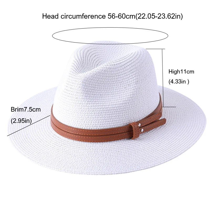 Large Size 56-58 59-60cm Straw Hat for Women Men UV Protection Natural Panama Hat Wide Brim Sun Hat Men  Fedora Beach Hat