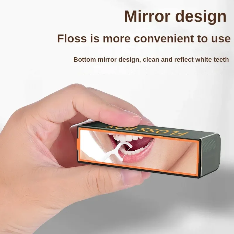 10Pcs Mecha Wind Mirror Portable Floss Box Auto Pop Up 10pcs Mini Transparent Floss Stick Storage Box Oral Care Floss Organiser