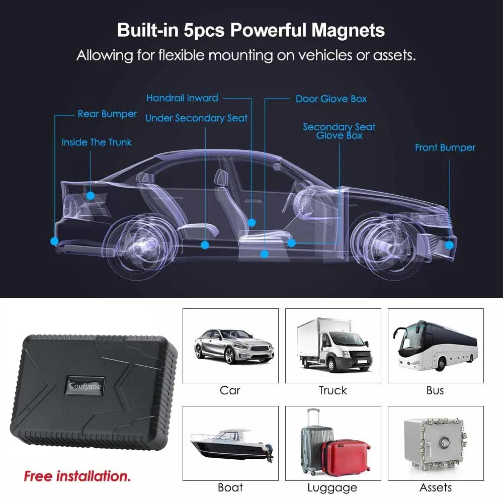 Soufyane 4G Car GPS Tracker TK915 GPS Locator 10000mAh Magnet Waterproof IP65 GPS Car Tracker Tamper Alert LIFETIME FREE APP