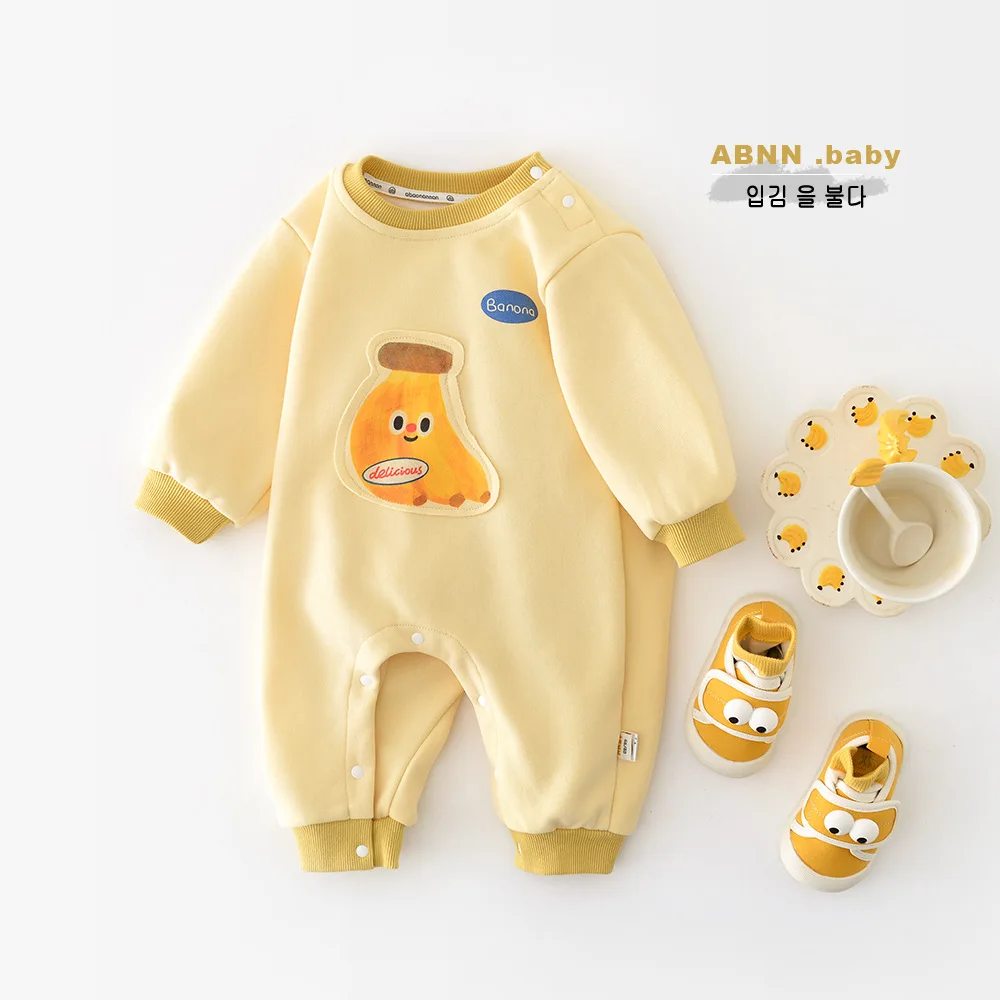 

Spring Toddler Girls Rompers Banana Jacquard Kids Baby Girl Bodysuits Newborn Girls Jumpsuits Infant Baby Boy One-piece Overalls