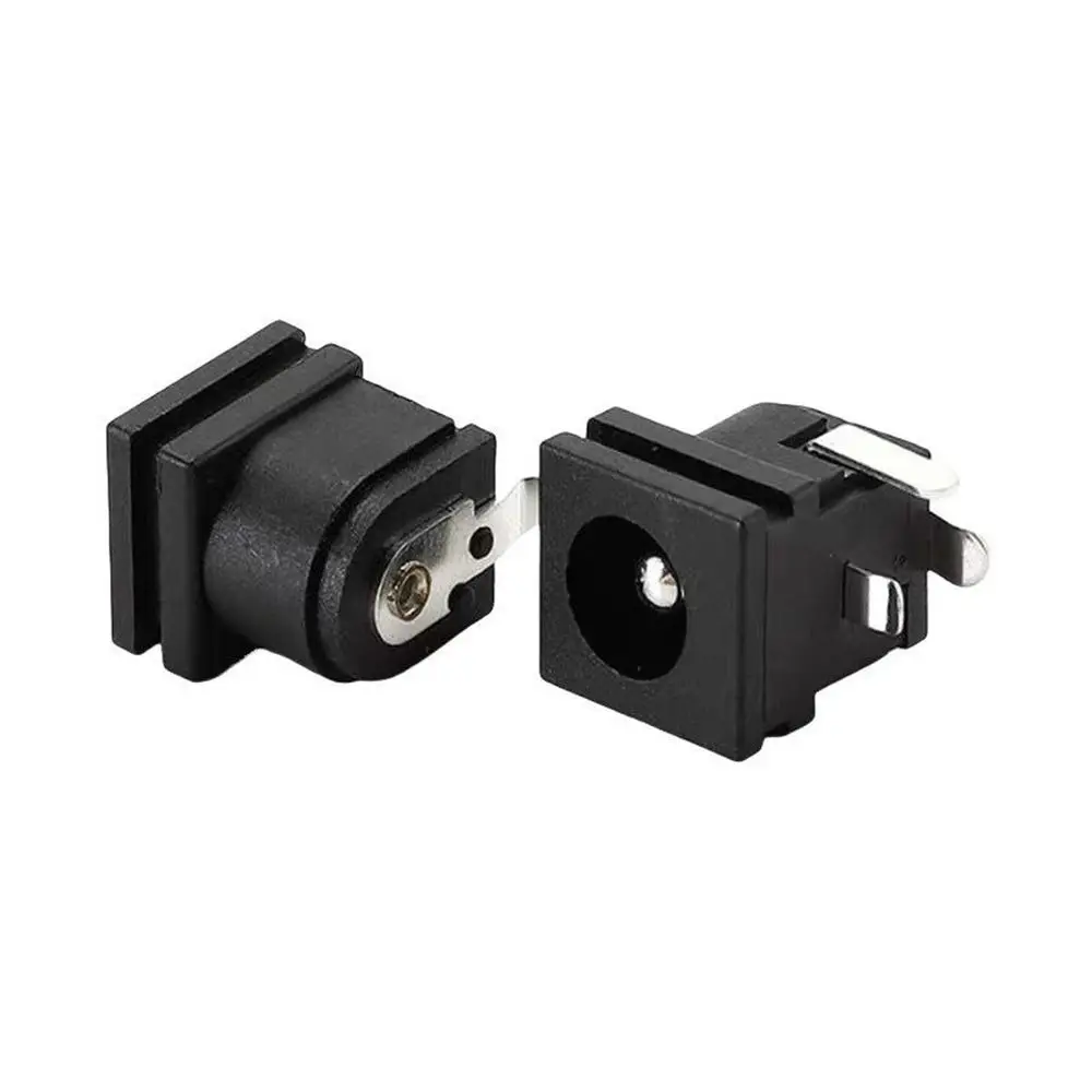 10Pcs 5.5x2.1mm 5.5x2.5mm 6.5x3.0mm Female DC Power Jack 3Pin Black Charging Port Connector Through Hole Mounting Retaining Slot