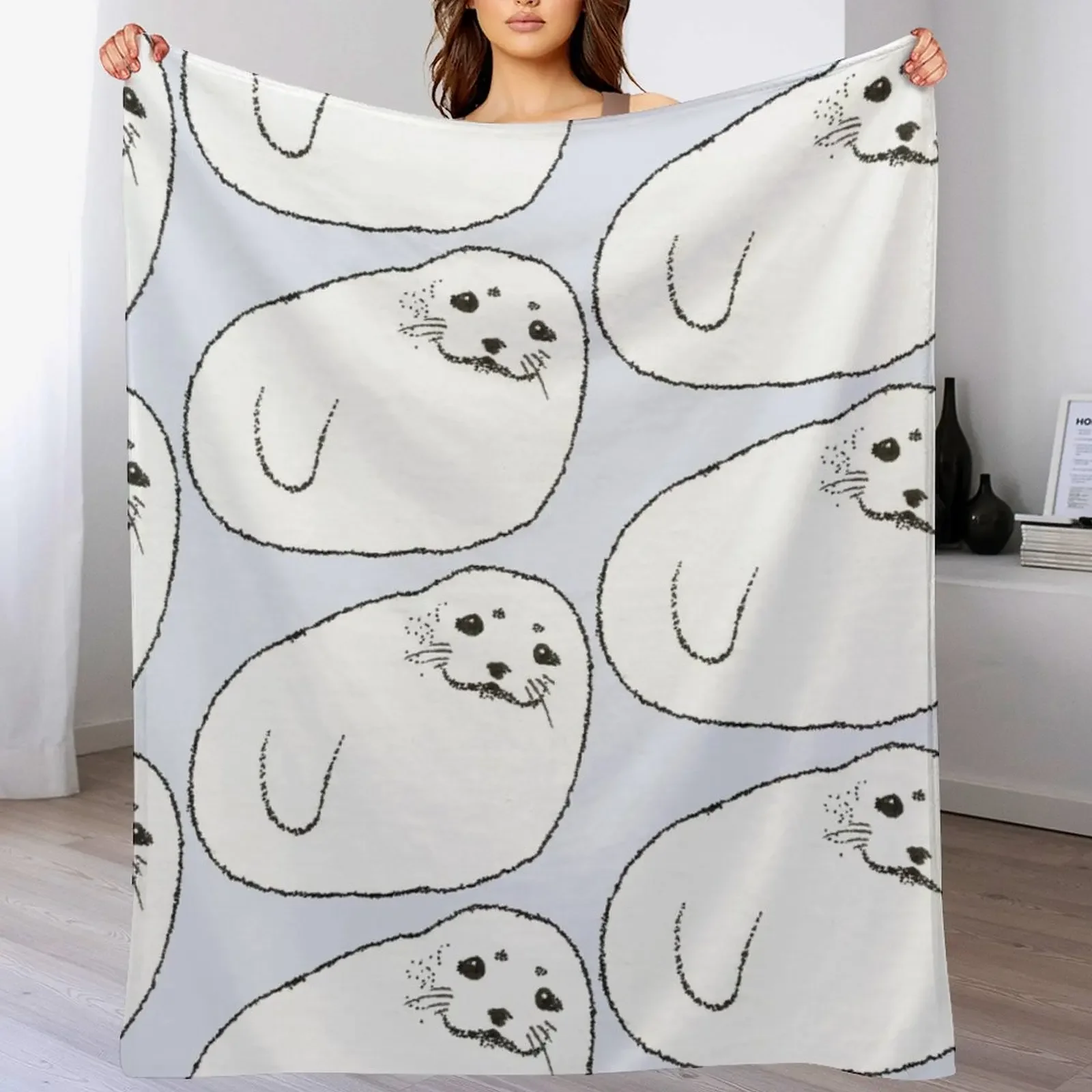 

Cute Harp Seal Pup Throw Blanket Weighted Extra Large Throw Sofa Throw Blankets