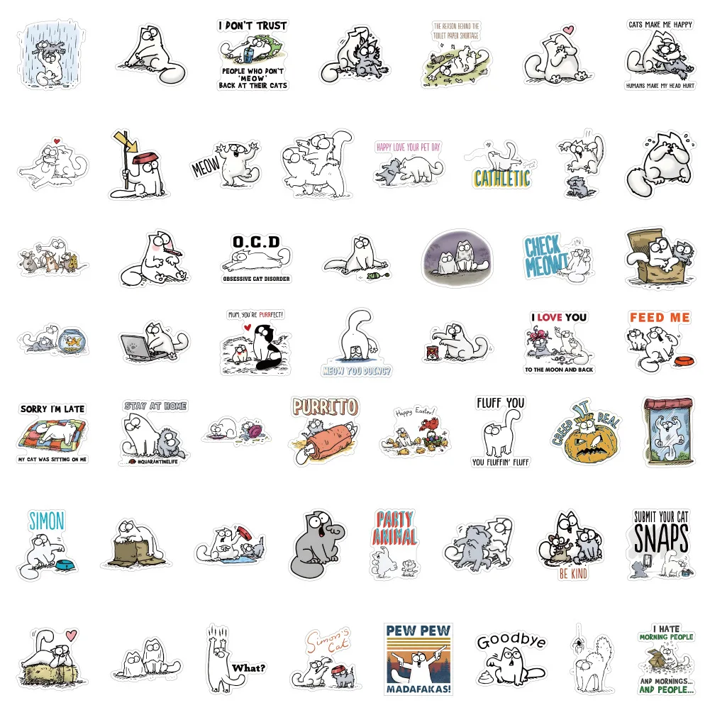 10/53 Uds. Pegatinas de grafiti bonitas de gato de Simon de dibujos animados decoración creativa personalizada caja de gafas para refrigerador calcomanía de bicicleta Juguetes