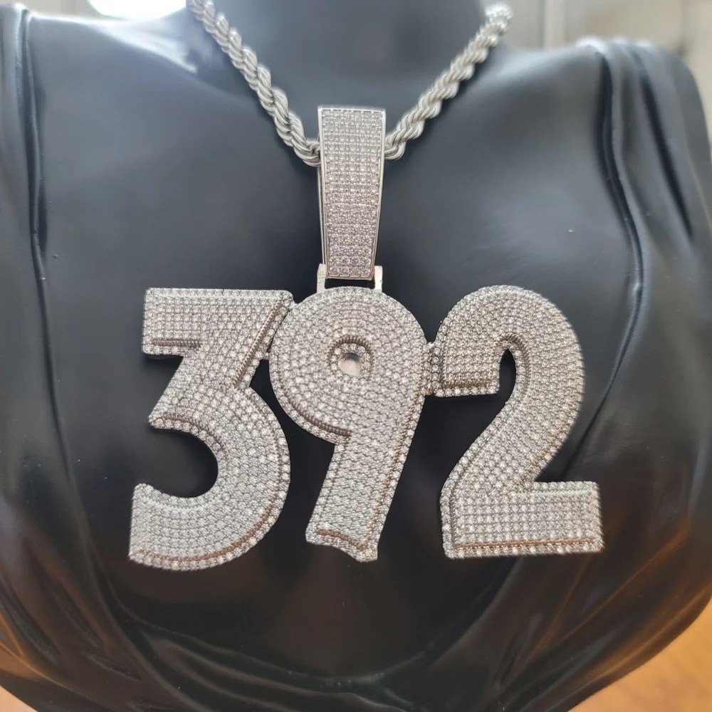 

Hip Hop Double Layer Personalized Number Name Necklace Cubic Zircon Iced Out Letters Women Customized Jewelry With Solid Back