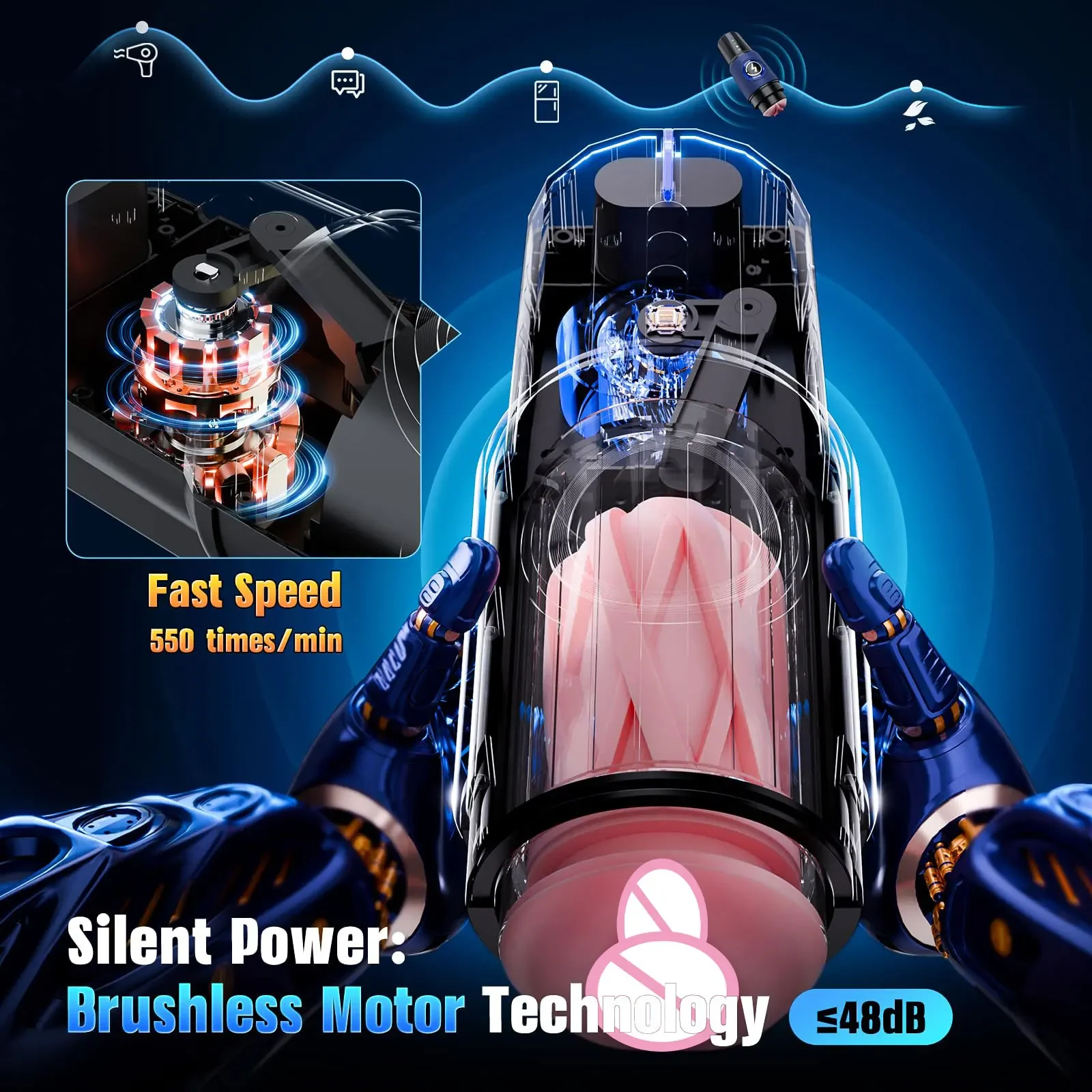 Luxurious Field Male Masturbator Pocket Pussy Thrusting Stroker 5-Speed Modes Sex Voice Blowjob Masturbation Cup Sex Toy for Men 2