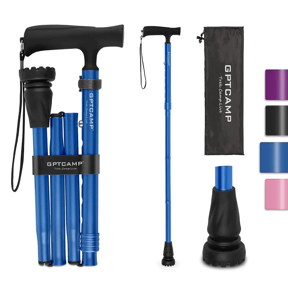 

G2 Walking Stick, Fold-up Walking Cane for Women and Men with Wrist Strap, Portable, Foldable, Collapsible, Lightweight and