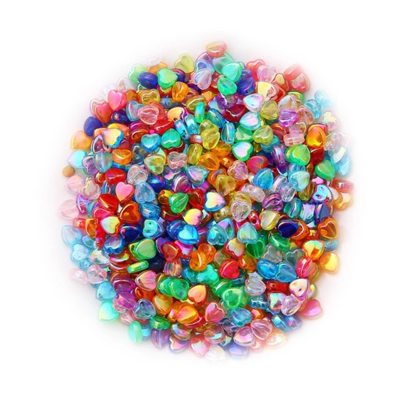 

10Pcs Colorful Acrylic Spacer Beads Heart For Craft Necklace Bracelets Keychain Charm Jewelry Making