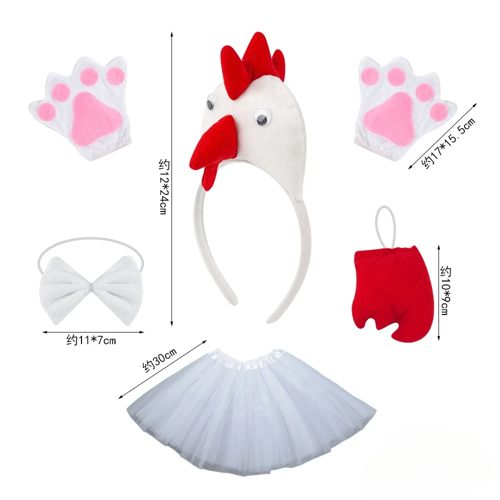 Christmas Halloween Children Girl Women Party Kids Chick Chicken Hen Rooster Animal Costume Headband Skirt Tail Tutu Cosplay