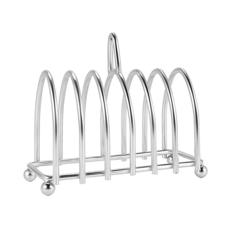 ABXF-Toast Bread Rack Holder 6 Slice Stainless Steel Toast Rack With Ball Feet And Loop Carry Handle