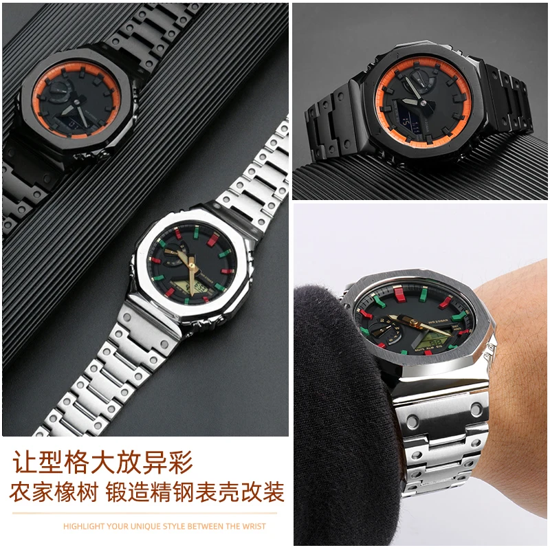 For Casio G-shock Ga-2100 Stainless Steel Watch Strap Metal Case suit Ga2100 Ga2110 Ga-b2100 men's Modified Bezel Watchband - Image 4