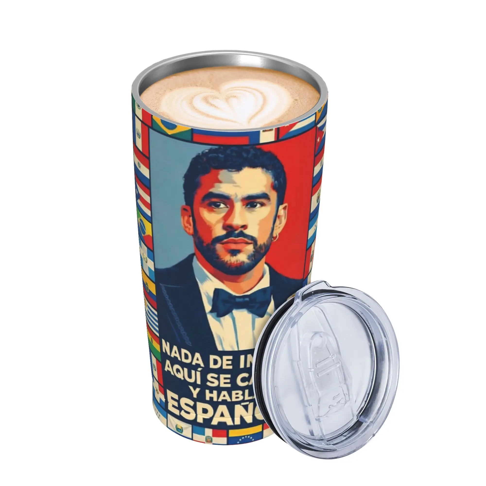 Bad Bunny DTMF Tour 2026 Tumbler Vacuum Insulated  Coffee Cups Vacuum Flask Car Mugs Water Bottle 20oz