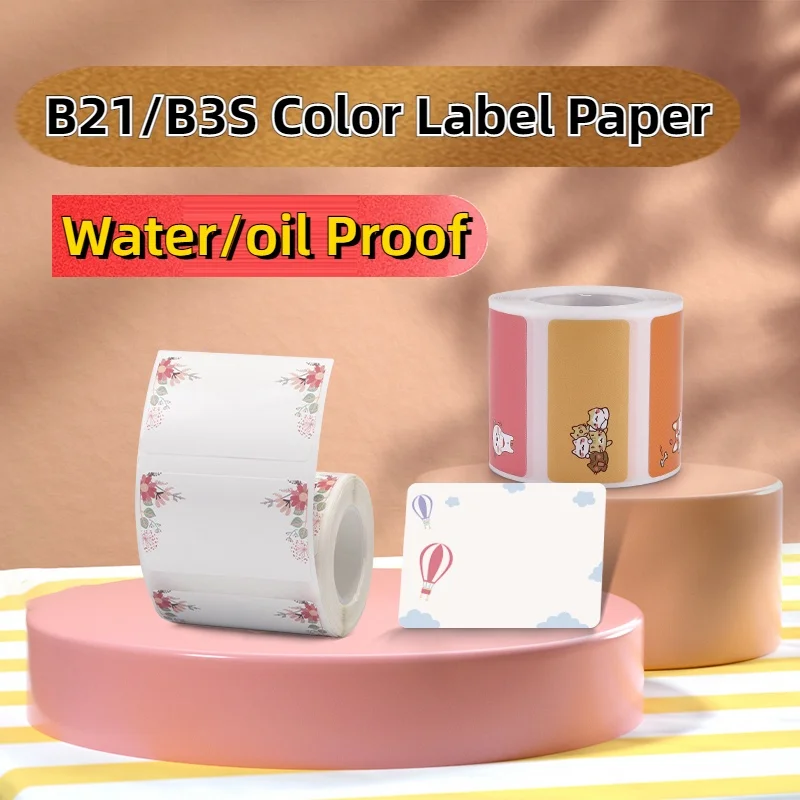 Niimbot New Thermal Sticker For B1/B203/B21/B3S Label Maker Colorful Paper Roll Water-proof Oil-proof Niimbot Color Sticker Roll