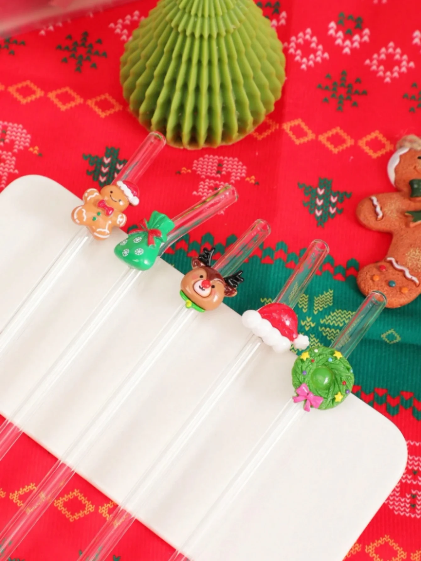 1/5 قطعة من شفاطات زجاجية لطيفة للعطلات وعيد الميلاد، أكواب مشروبات قابلة لإعادة الاستخدام، مثالية للحفلات والمشروبات الباردة والمياه الفقاعية والتجمعات المنزلية #2