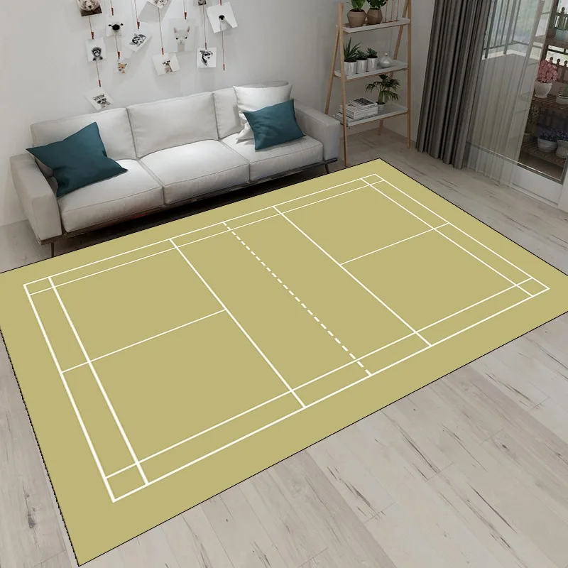 Sports Court Style Area Rug Collection Tennis Court Pattern Floor Mat For Game Room Sports Enthusiast Home Decor