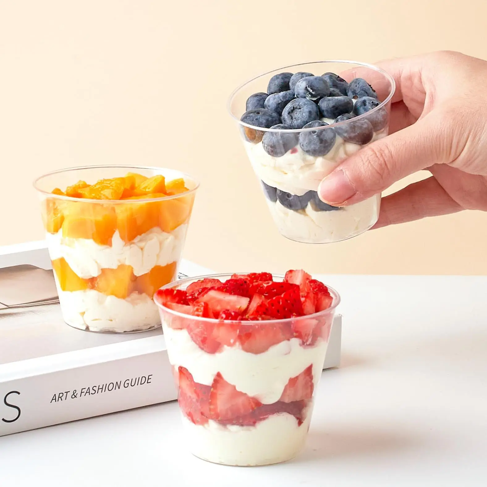 50pcs 50ML Disposable Cup Pudding Cups Plastic Boxes Ice-Cream Mousse Dessert Picnic Party Packing Dessert Cups