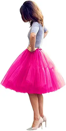 Saia de tule fofa feminina, tutu midi, saia princesa, linha A, saia elegante, festa e baile, 5 camadas