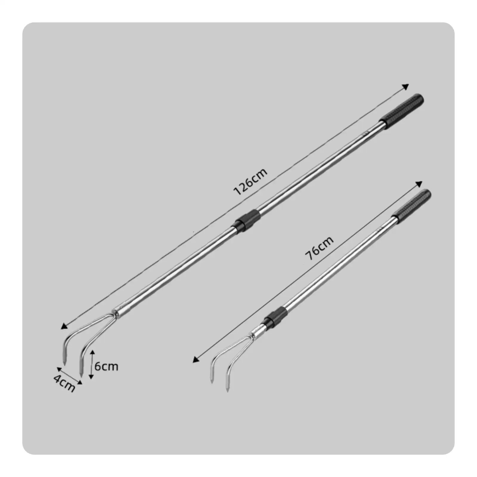Telescopic Rake Extendable Garden Rake with Telescopic Handle Stainless Steel Tool for Gardeners, Yard, Beach