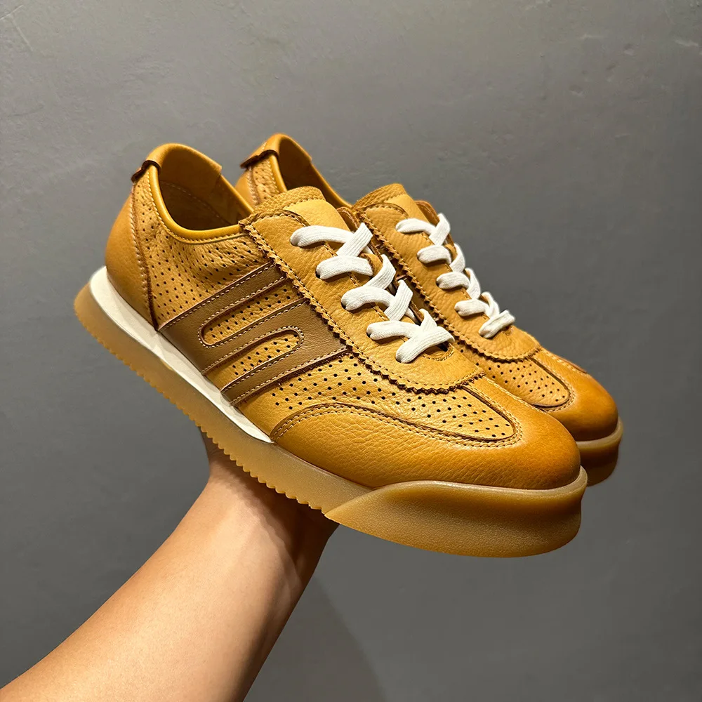 Men's Leather Breathable Multi-Color Sports Shoes Summer Perforated Retro Style Versatile Trendy Casual Loafers Classic Design