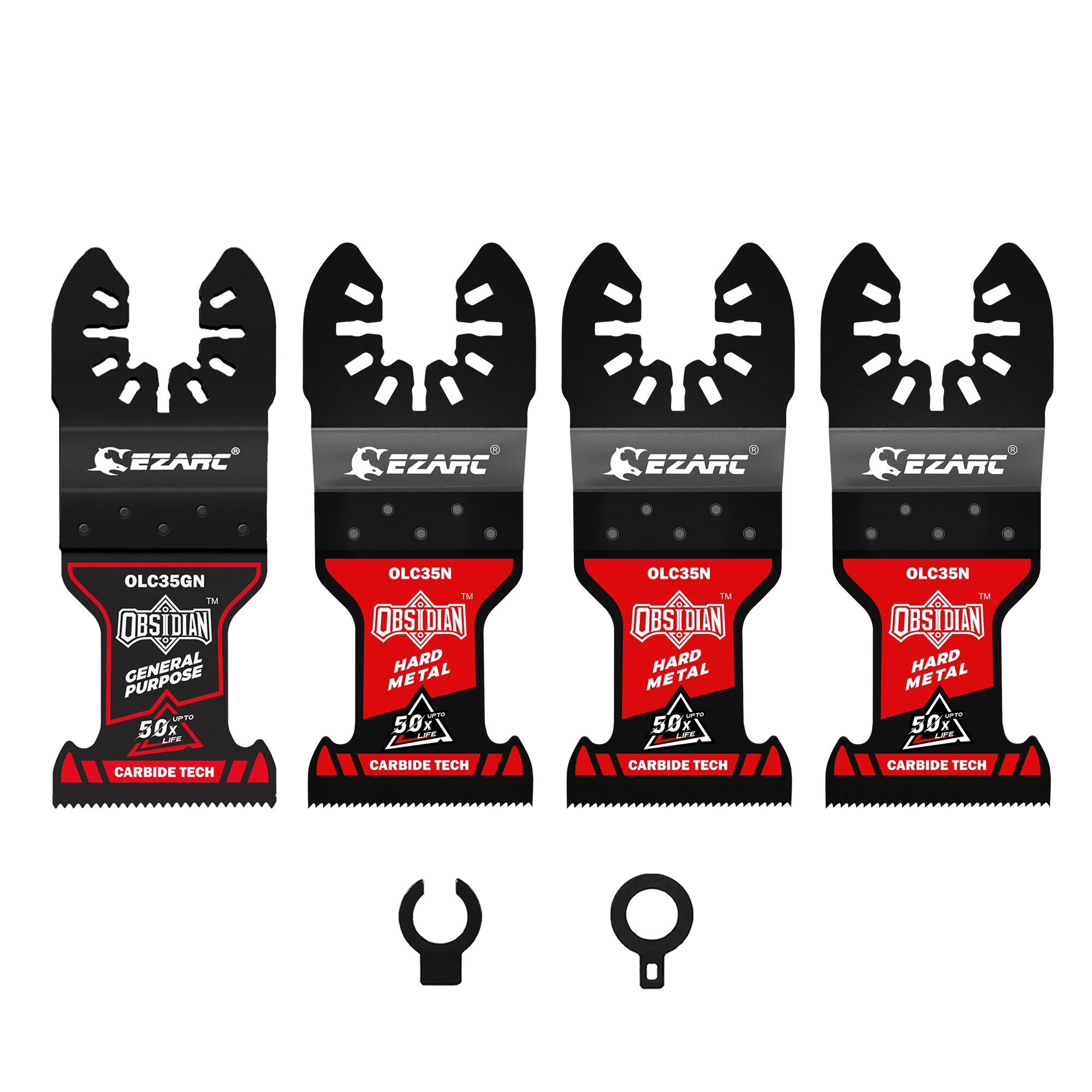 EZARC Obsidian Carbide Oscillating Saw Blades TiCN Coated Quick Release Multitool Blade for Metal Nails Wood Plaster Drywall PVC