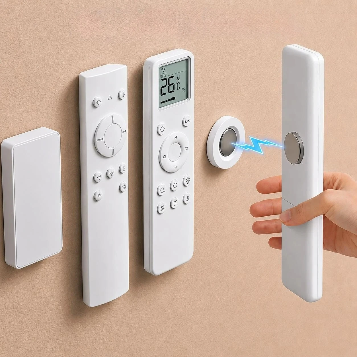 Wall Mount Magnetic Holder Sticker for Remote Control No Drill Strong Magnet Organizer for TV Air Conditioner Home Kitchen