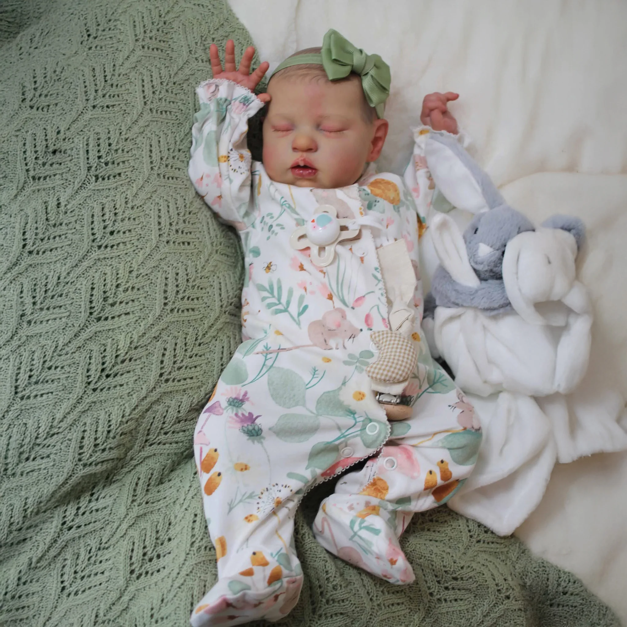 NPK 19 inch Slapende pasgeboren babypop Reborn Zachte siliconen Flexibele realistische 3D Huidskleur Zichtbare aderen Handgeschilderd haar