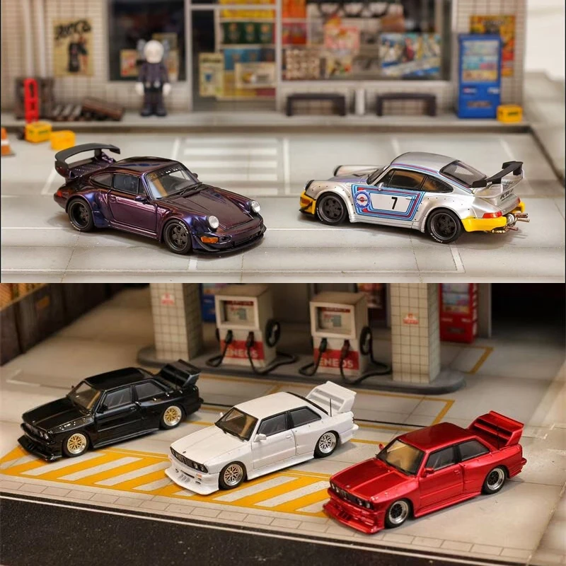 SW 1:64 RWB 964 Chameleon purple Matte silver E30 M3 LTO Black White Red Diecast Model Car