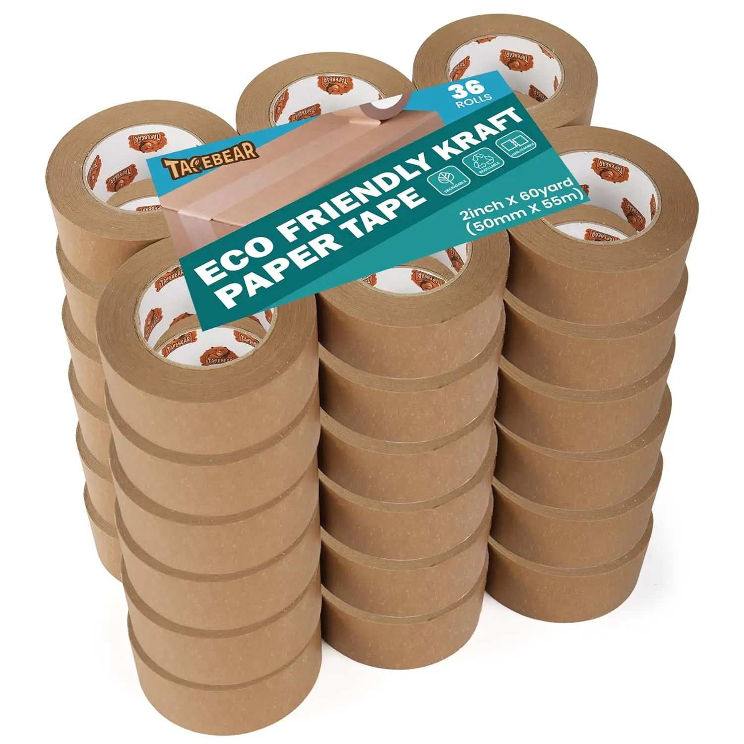 

Eco-Friendly Kraft Paper Tape, Biodegradable Kraft Paper Tape, Recyclable Writable Packing Tape, Non-Coated Surface for