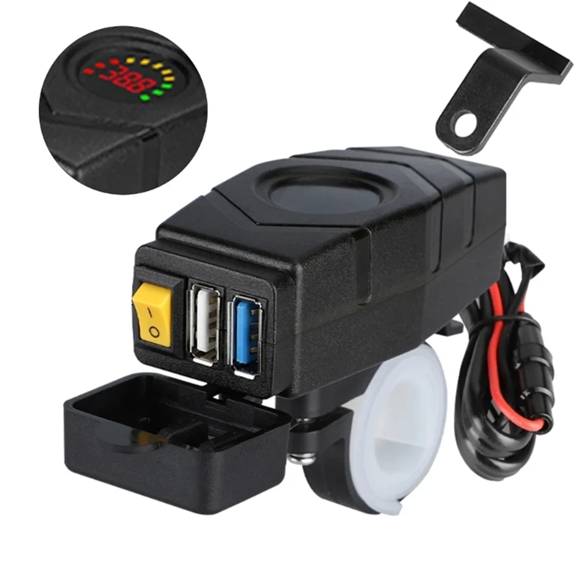 전기 자전거 핸들바 USB 충전기, 고속 충전기 어댑터, 블루 라이트, C1FB 20-80V, 24V, 36V, 48V, 60V, QC3.0