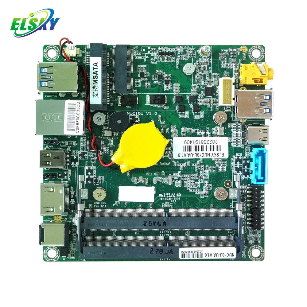ELSKY NUC Mini Pc Motherboard NUC10U with Processor Comet Lake 10th Gen Core I7 10510U DDR4 Max 64GB RAM M.2_2230 WIFI