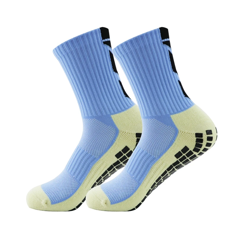 Soccer Socks Slip for Football Anti Men Teenage Kid Boys Sport Grips Crew Socks Black White Blue High Quality Socks