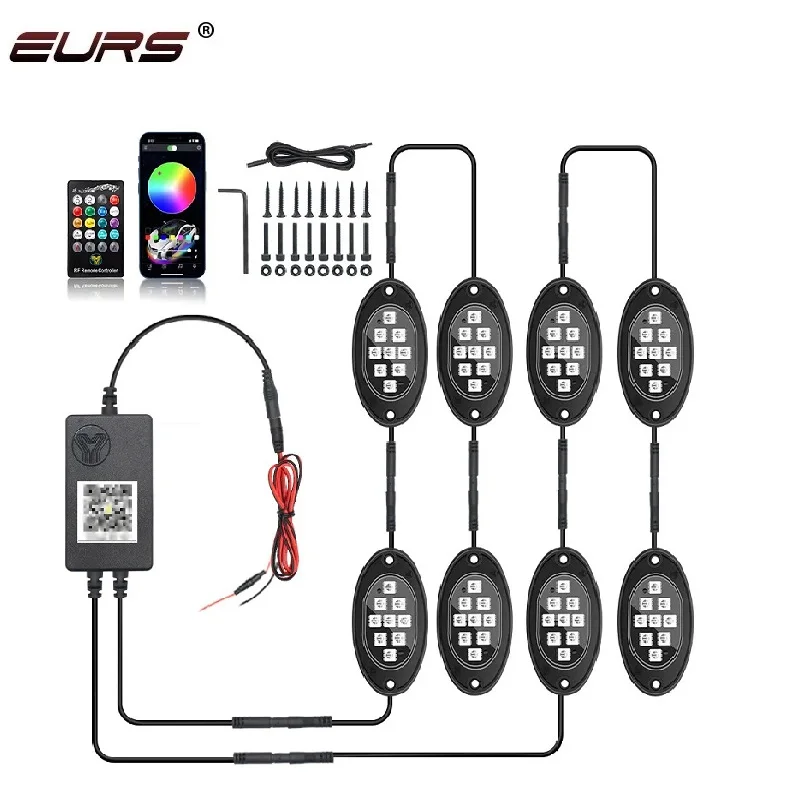 Rock Lights For Trucks 4/6/8/10 Pods RGB LED Rock Lights With APP/Remote Control Music Mode For Pickup Off Road RZR SUV ATV Car