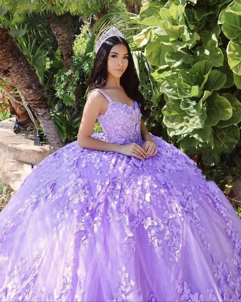 Angelsbridep-vestido De baile lila personalizado, Vestidos De quinceañera De 15 años, tirantes finos, vestido De fiesta De graduación para niña, Vestidos De fiesta