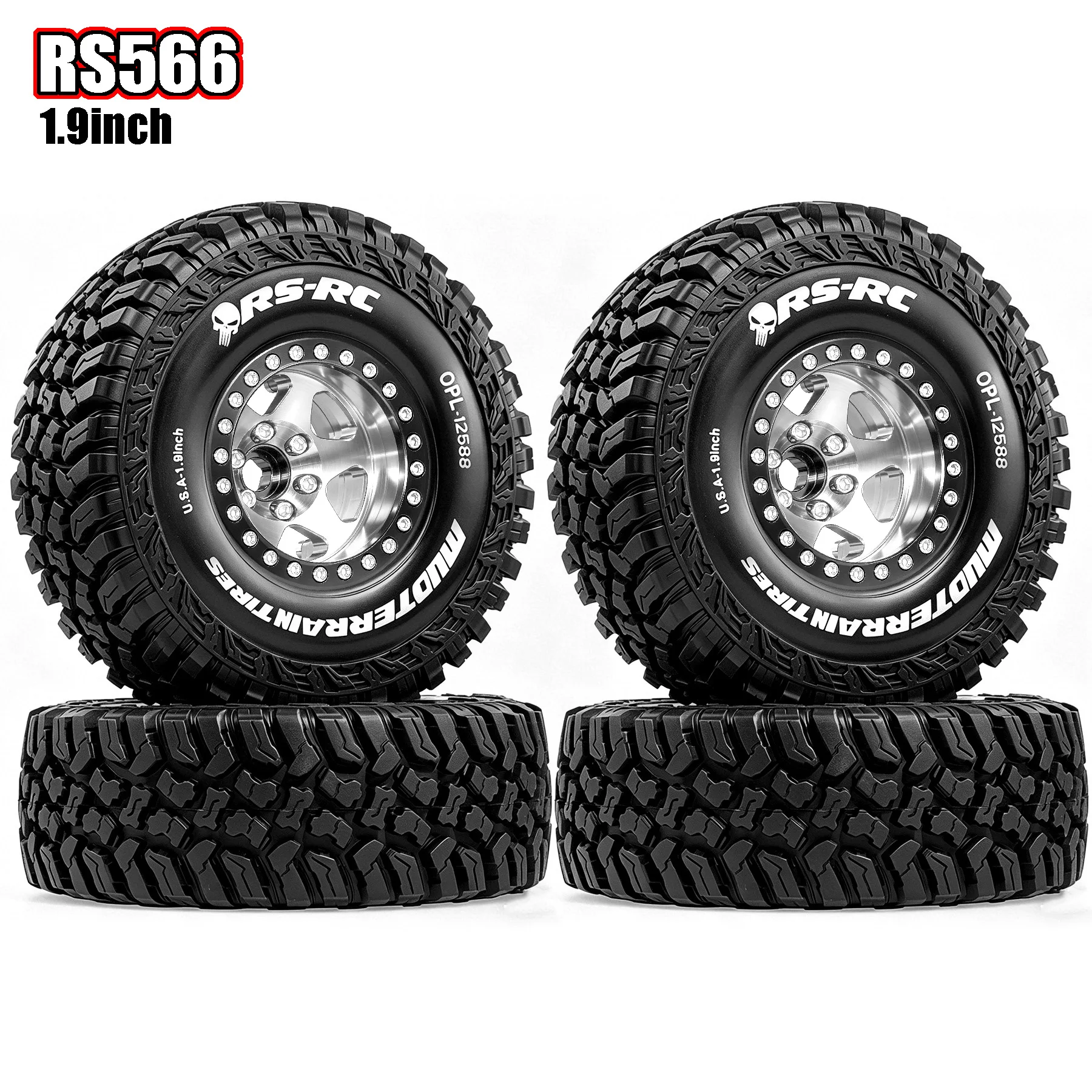 

RED SPIDER 4Pcs 1.9 Crawler Rubber Tires & Beadlock Wheel Rims Hub for 1/10 RC Crawler Car Traxxas TRX4 RC4WD Axial SCX10 II