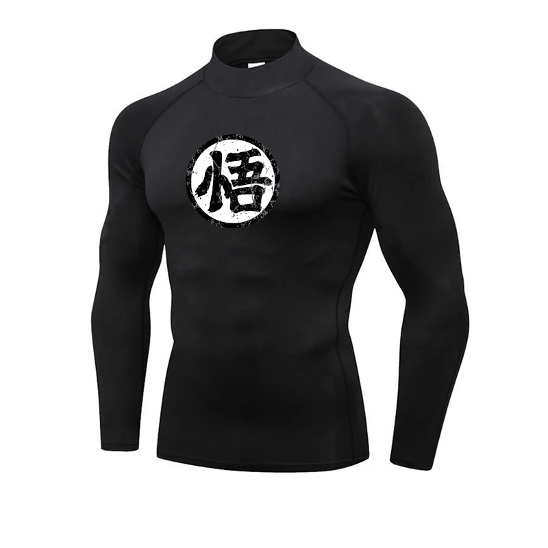 Compression Tight Mens Casual Long Sleeve Shirts Gym Bodybuilding Fitness T-shirts Autumn Breathable Quick Dry Training Clothing