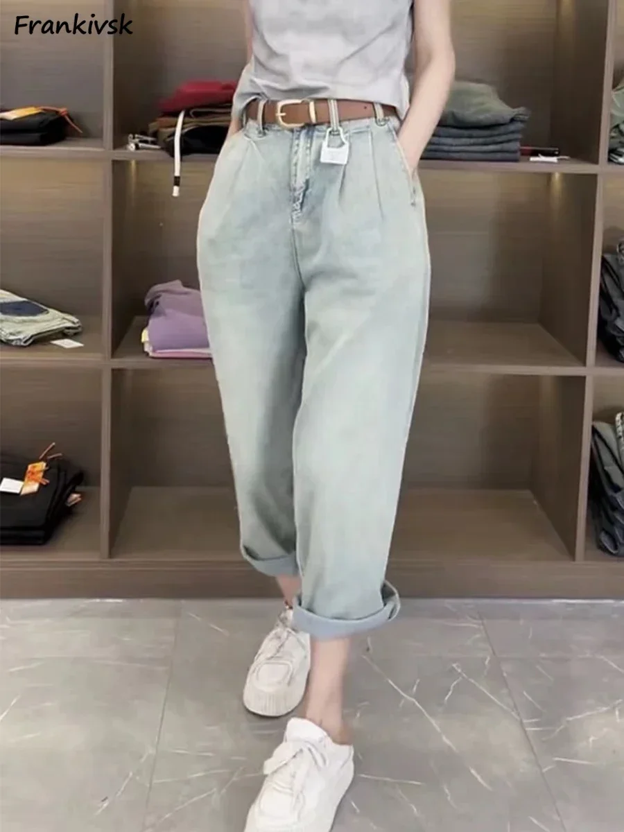 

Cuffs Harem Jeans Women Washed Do Old Maxi High Street Spring Summer Baggy Elegant Office Lady Bleached 2023 Normcore Fashion