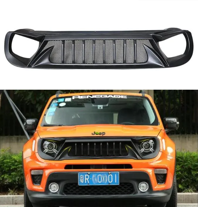 Real Carbon Fiber / ABS Racing Grills For Jeep Renegade 2016 2017 2018 Front Bumper Grille Around Trim Cover