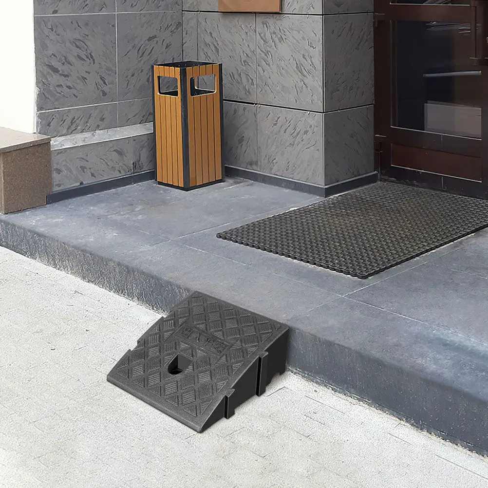 2pcs-car-ramp-plastic-wear-resistant-heavy-duty-portable-outdoor-use-motorcycle-driveway-curb-threshold-ramp-mat